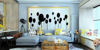 簡約客廳裝修的風格，材質以及色系