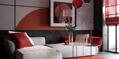 受到了日式風格影響的家居內飾 紅、灰、黑、白組合