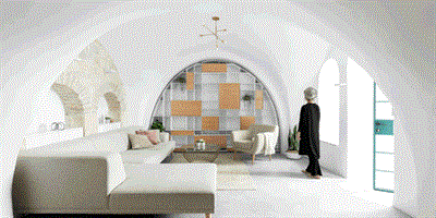 弧形天花+裸露石墻，老房也能翻新成極簡公寓