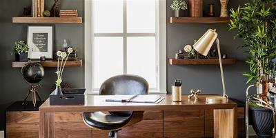 家庭辦公室的流行裝飾 金屬色調和植物裝飾