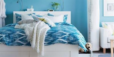 湖水藍顏色的臥室飾品裝修佈置效果圖案例