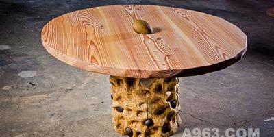 花旗松木製作而成的純手工圓桌